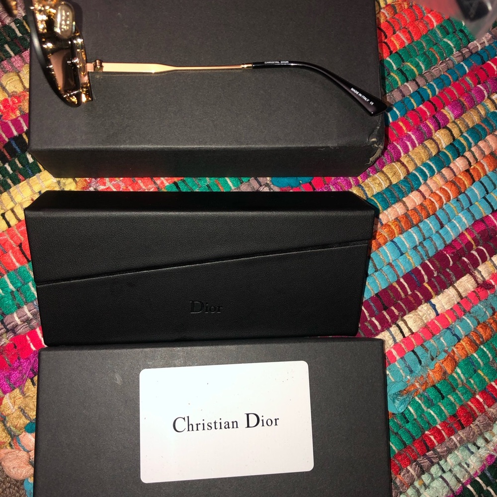 Christian Dior Gold and Black Sunglasses
